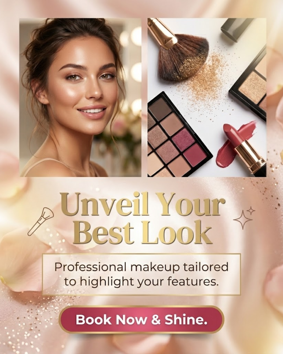 Professional makeup artist applying makeup, promoted via automated makeup services social media content