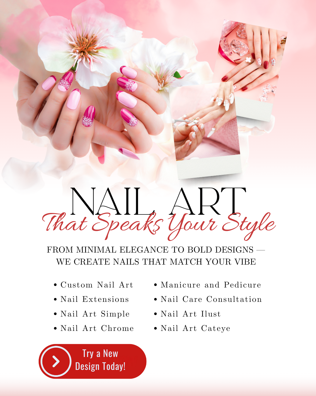 Nail artist applying intricate 3D gel nail art design in modern salon