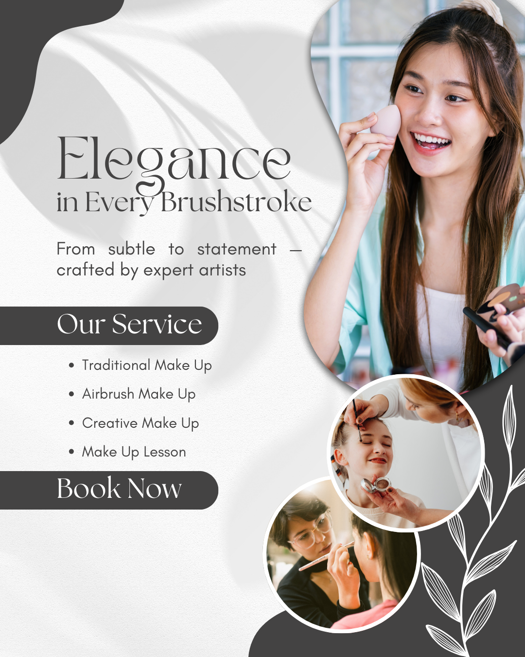 Glowing client makeover highlight for makeup services social media automation