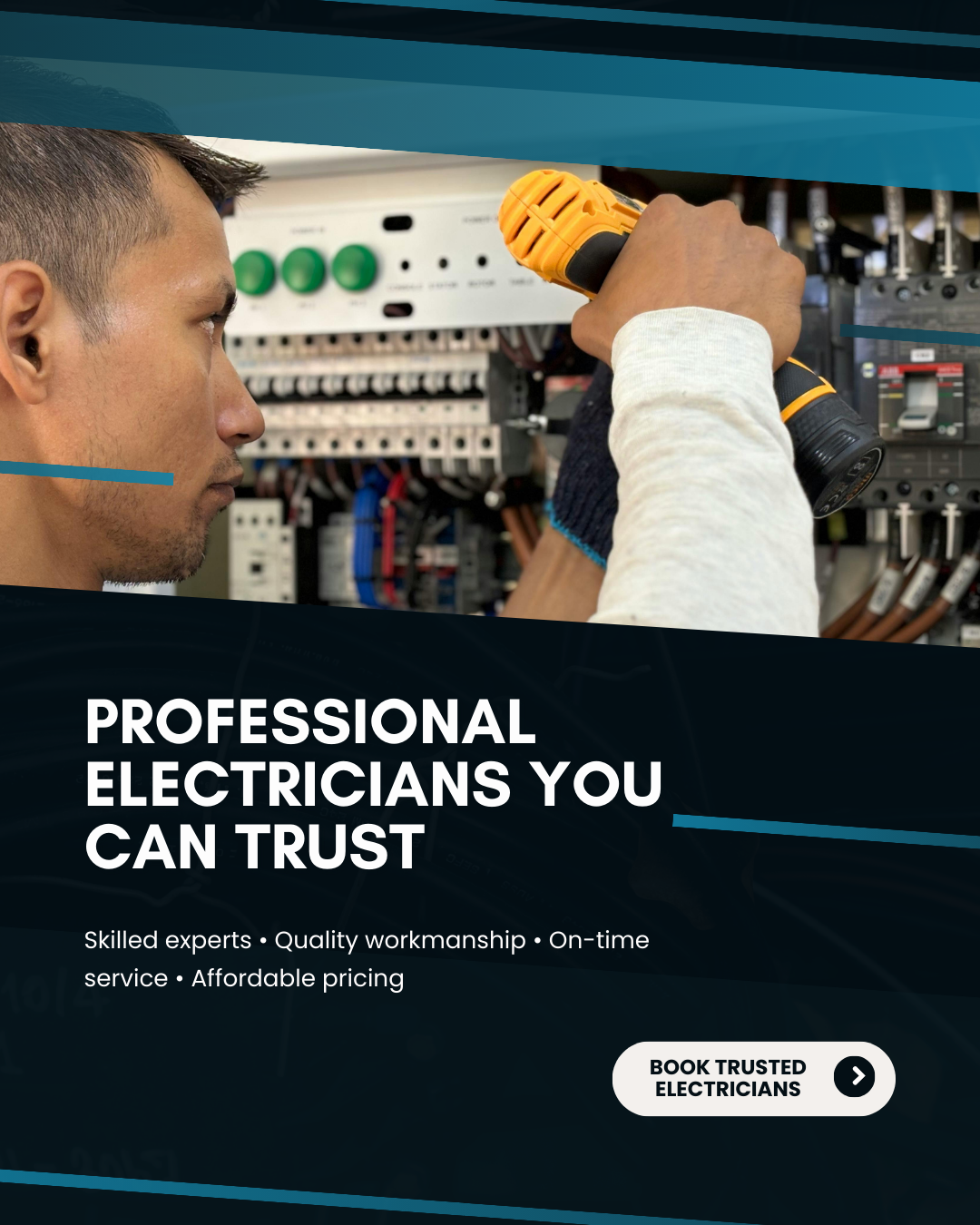 Electrician inspecting circuit panel