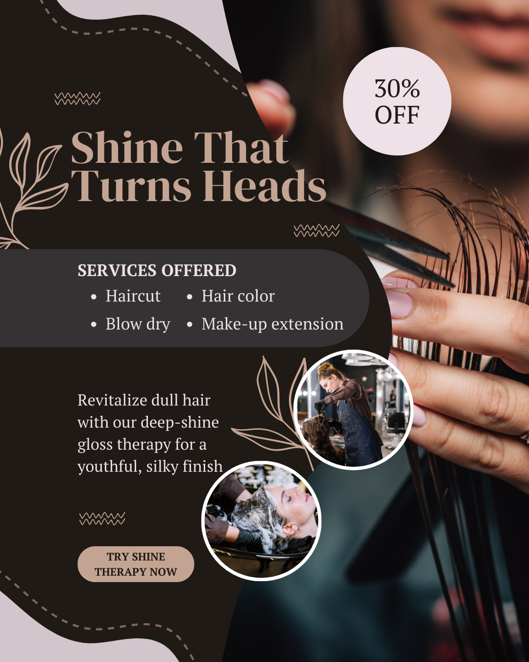 Hairstylist washing client hair with nourishing organic hair care shampoo