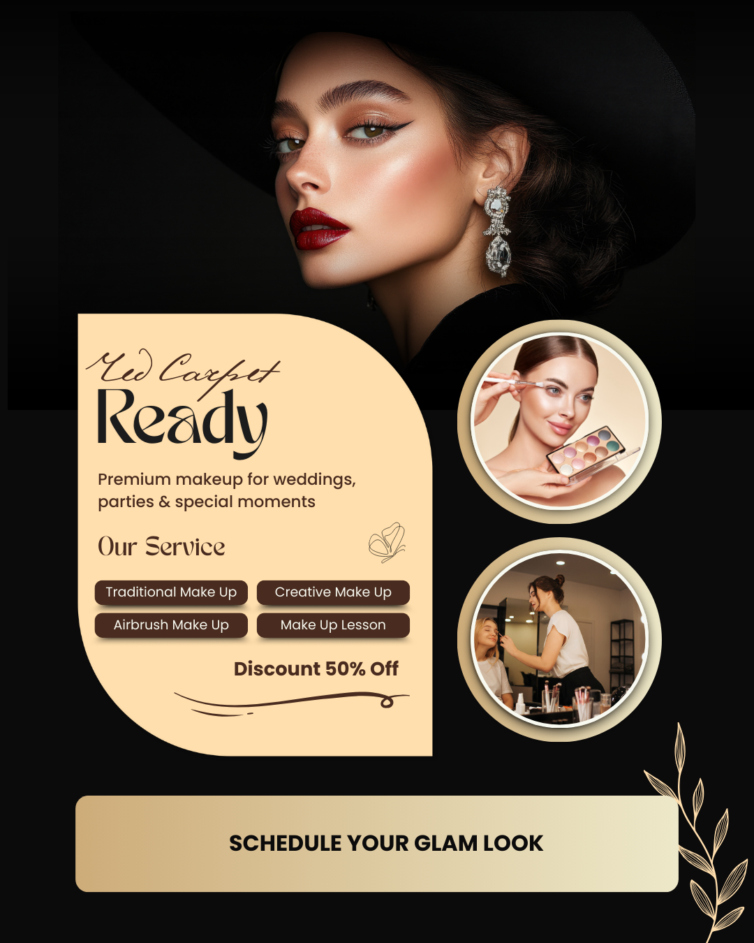 Skin prep and hair makeup combo content for makeup services social media automation