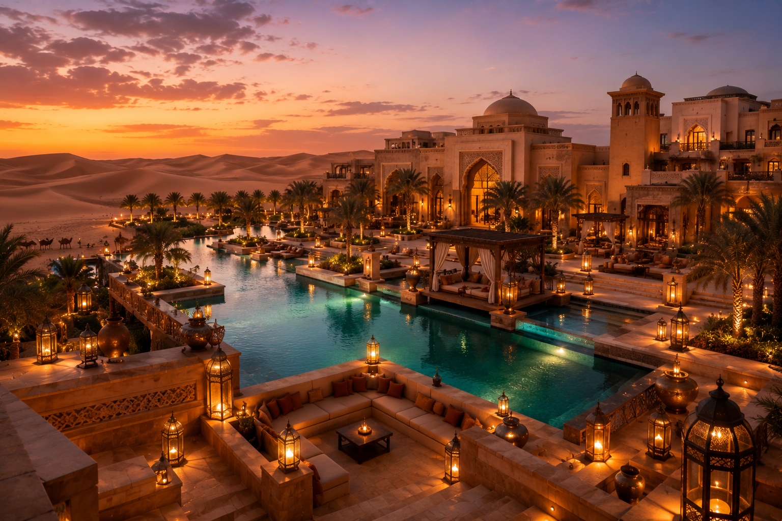 Cozy bed setup at a luxury resort for social media automation