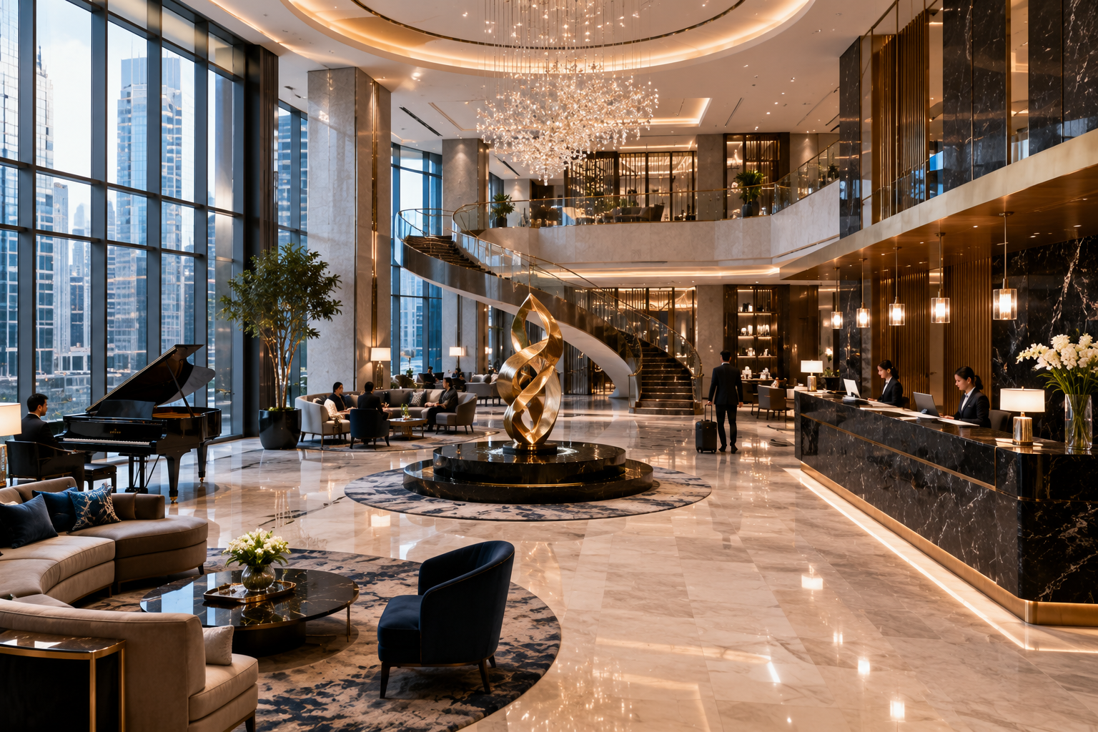 Hotel conference room and event setup for social media automation