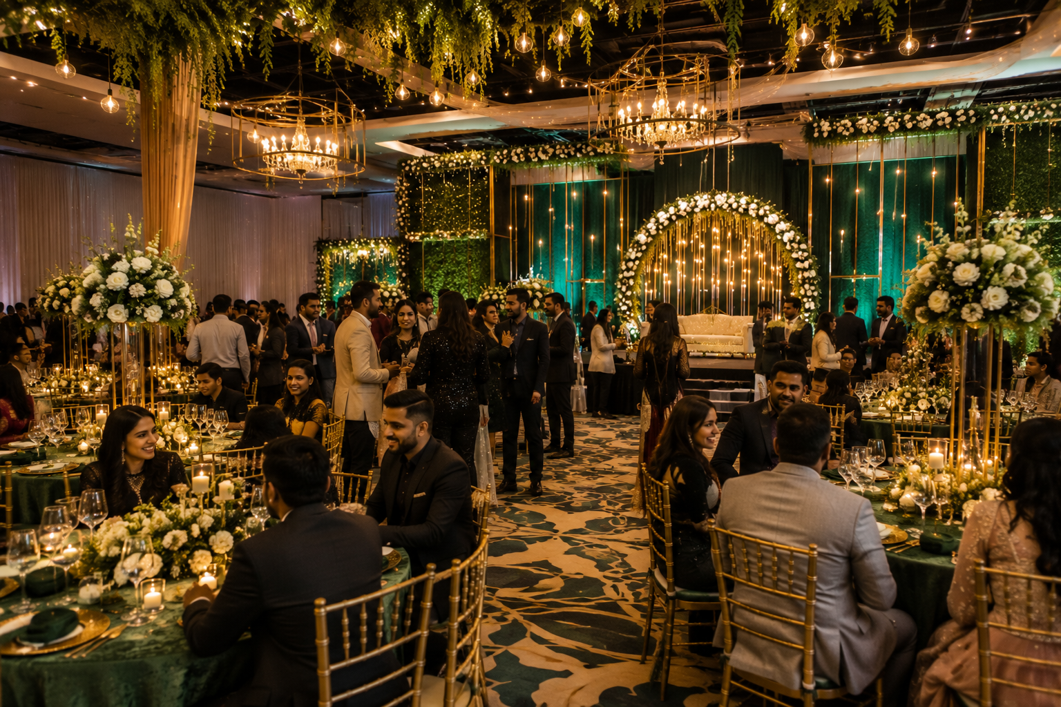 Professional event planner coordinating decorations, promoted via automated social content